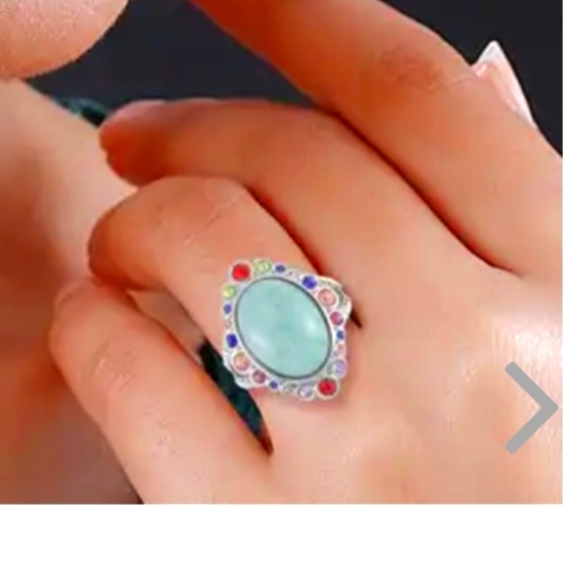 Jewelry - Amazonite Gemstone and Austrian Cystal Halo Ring
